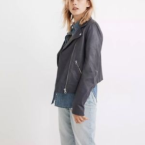 Madewell Indigo Washed Leather Motorcycle Jacket - never worn